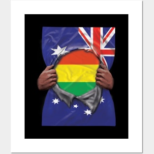 Bolivia Flag Australian Flag Ripped - Gift for Bolivian From Bolivia Posters and Art